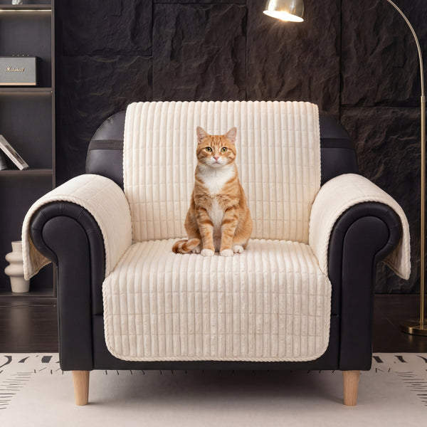 One-Piece Cozy Flannel Sofa Covers Non-Slip Recliner Armchair Covers