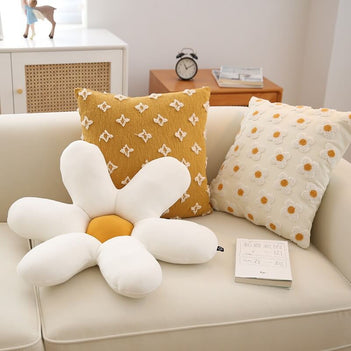 Embroidered Daisy Pillow Sofa Cushion