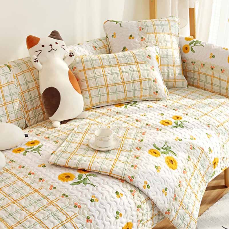 Printed Pure Cotton Anti-scratch Furniture Protector Sofa Cover