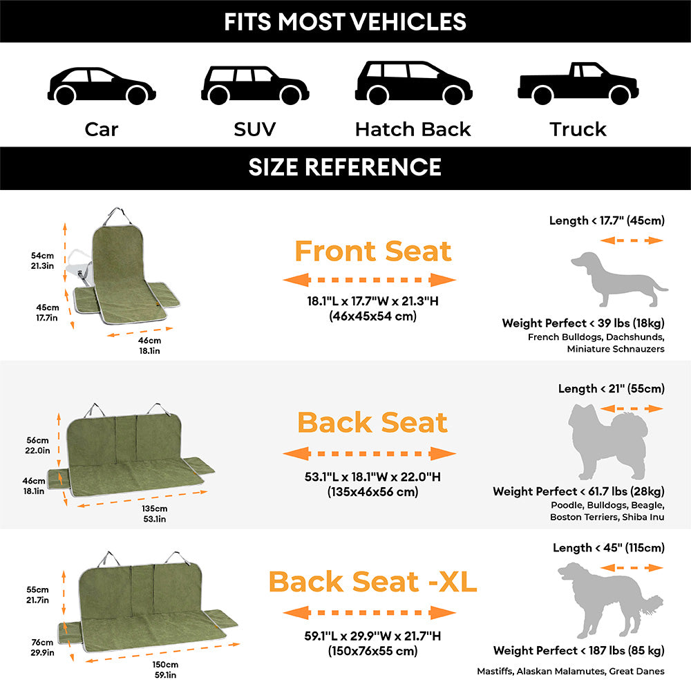 Waterproof All-season Stain-Resistant Dog Car Seat Cover - Retro